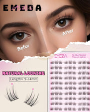 EMEDA Eyelashes Manga Natural Looking Pre Glued Mermaid 9-14mm Self-Adhesive Lash Clusters