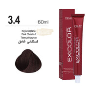 Exicolor 3.4 Dark Chestnut - Permanent Hair Color Cream Tube 100ml Permanent Hair Color