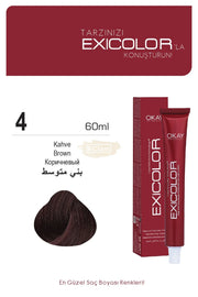 Exicolor 4 Coffee Brown- Permanent Hair Color Cream Tube 100ml Permanent Hair Color