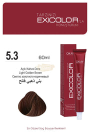 Exicolor 5.3 Light Brown Dore - Permanent Hair Color Cream Tube 100ml Permanent Hair Color