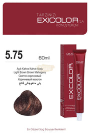 Exicolor 5.75 Light Brown Mahogany/Akaju - Permanent Hair Color Cream Tube 100ml Permanent Hair Color