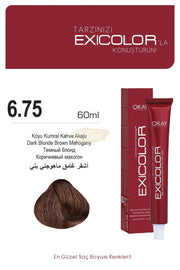 Exicolor 6.75 Dark Blonde Brown Mahogany/Akaju - Permanent Hair Color Cream Tube 100ml Permanent Hair Color