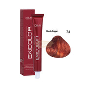 Exicolor 7.4 Blonde Copper - Permanent Hair Color Cream Tube 100ml Permanent Hair Color