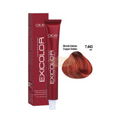 Exicolor 7.443 Blonde Intense Copper Golden - Permanent Hair Color Cream Tube 60ml Permanent Hair Color