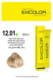 Exicolor 12.01 Intense Ash Super Lightening - Permanent Hair Color Cream Tube 100ml