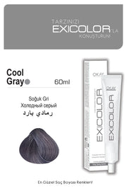 Exicolor Cool Gray - Permanent Hair Color Cream Tube 100ml