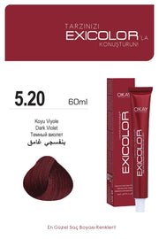 Exicolor 5.20 Dark Violet - Permanent Hair Color Cream Tube 100ml