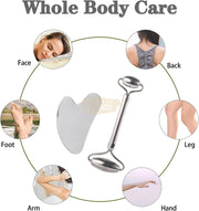 Facial Roller & Gua Sha Set | Stainless Steel Gua Sha Set