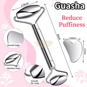 Facial Roller & Gua Sha Set | Stainless Steel Gua Sha Set