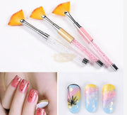 Fan Shape Nail Brush with Rhinestone Handle (White) Nail Art Tool