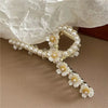 Fashion Claw Clip | Cross Flowers Pearls Fashion Jewelry