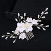 Fashion Hair Comb | Faux Pearl with White Flowers | Silver Hair Claws & Clips