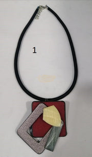 Fashion Jewelry - Necklace M-260-1 Red/Taupe 1 Red Fashion Jewelry