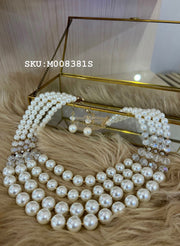 Fashion Jewelry - Pearl Necklace With Crystal and Earring #22