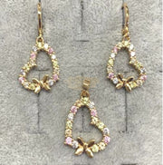 Fashion Jewelry Set Earrings + Pendant Heart Shaped with Colored Stones 11 Fashion Jewelry