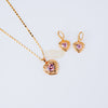 Fashion Jewelry Set Earrings + Pendant Heart Shaped with Pink Stone 10 Fashion Jewelry