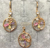 Fashion Jewelry Set Earrings + Pendant Ring with Multi Colored Stones 12 Fashion Jewelry