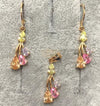 Fashion Jewelry Set Earrings + Pendant with Multi-Colored Stones 3 branches 4 Fashion Jewelry