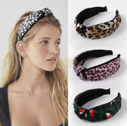 Fashion Leopard Print Twist Knotted Wide Headband Hair Accessories
