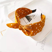Fashion Print Bow Headband Polka Dot Mustard Hair Accessories