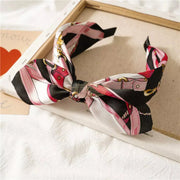 Fashion Print Bow Headband White Pink Black Hair Accessories