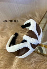 Faux Fur Fluffy Plush Cross Knot Headband Hair Accessories