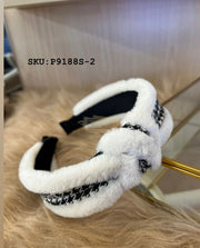 Faux Fur Fluffy Plush Cross Knot Headband Hair Accessories