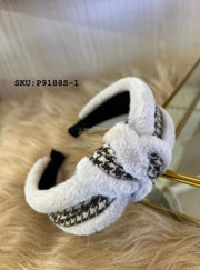 Faux Fur Fluffy Plush Cross Knot Headband Hair Accessories