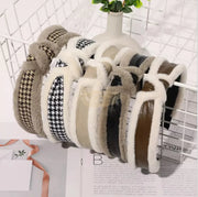 Faux Fur Fluffy Plush Cross Knot Headband Hair Accessories