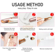 Flawlbss Brow Trimmer USB Rechargeable with LED Light Hair Remover Machine