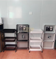 Foldable 3-Tier Metal Rolling Storage Cart | Black Storage Cart
