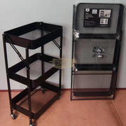 Foldable 3-Tier Metal Rolling Storage Cart | Black Storage Cart