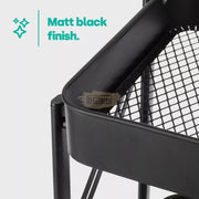 Foldable 3-Tier Metal Rolling Storage Cart | Black Storage Cart