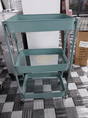 Foldable 3-Tier Metal Rolling Storage Cart | Green Storage Cart
