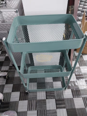 Foldable 3-Tier Metal Rolling Storage Cart | Green Storage Cart