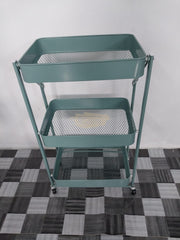 Foldable 3-Tier Metal Rolling Storage Cart | Green Storage Cart
