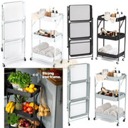 Foldable 3-Tier Metal Rolling Storage Cart | Pink Storage Cart