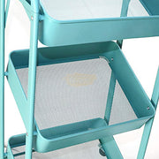 Foldable 3-Tier Metal Rolling Storage Cart | Pink Storage Cart