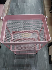 Foldable 3-Tier Metal Rolling Storage Cart | Pink Storage Cart