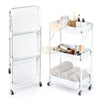 Foldable 3-Tier Metal Rolling Storage Cart | White Storage Cart