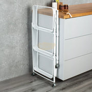 Foldable 3-Tier Metal Rolling Storage Cart | White Storage Cart