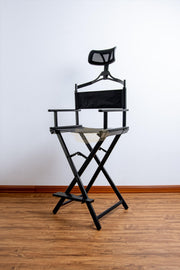 Foldable Makeup Artist Director’s Chair with Headrest | Black Furniture