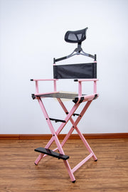 Foldable Makeup Artist Director’s Chair with Headrest | Pink Furniture