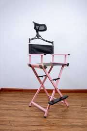 Foldable Makeup Artist Director’s Chair with Headrest | Pink Furniture