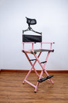 Foldable Makeup Artist Director’s Chair with Headrest | Pink Furniture