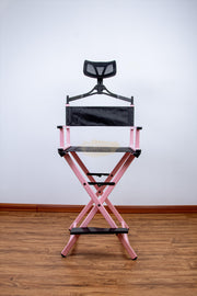 Foldable Makeup Artist Director’s Chair with Headrest | Pink Furniture