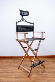 Foldable Makeup Artist Director’s Chair with Headrest | Rose Gold Furniture