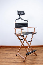 Foldable Makeup Artist Director’s Chair with Headrest | Rose Gold Furniture