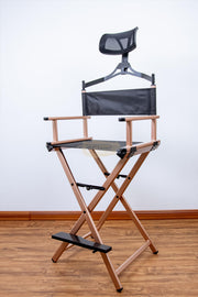 Foldable Makeup Artist Director’s Chair with Headrest | Rose Gold Furniture