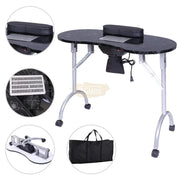 Foldable Manicure Station on Wheels with Carry bag | Black Flower Design with Dust Collector MT-020F Manicure Tables